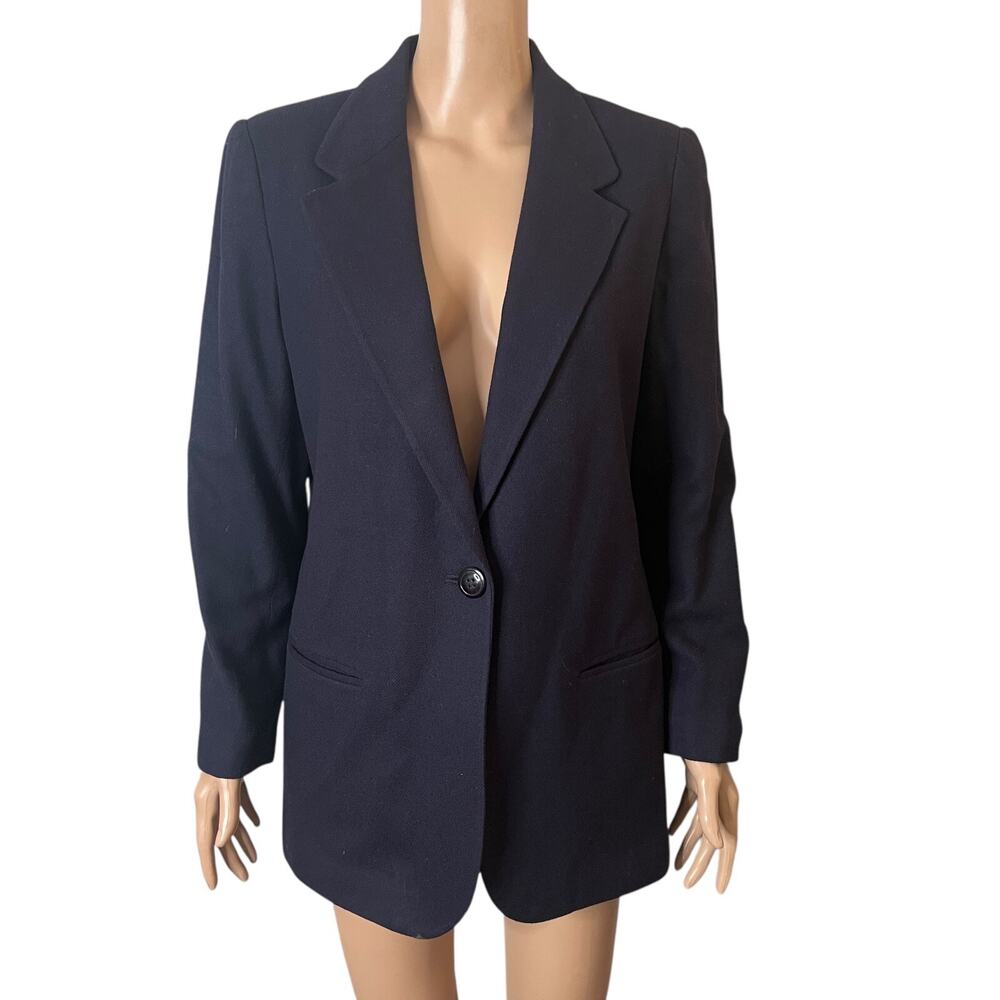 Sag Harbor Blazer Womens Size 10 Purple 100% Wool 1 Button Lined Career Jacket